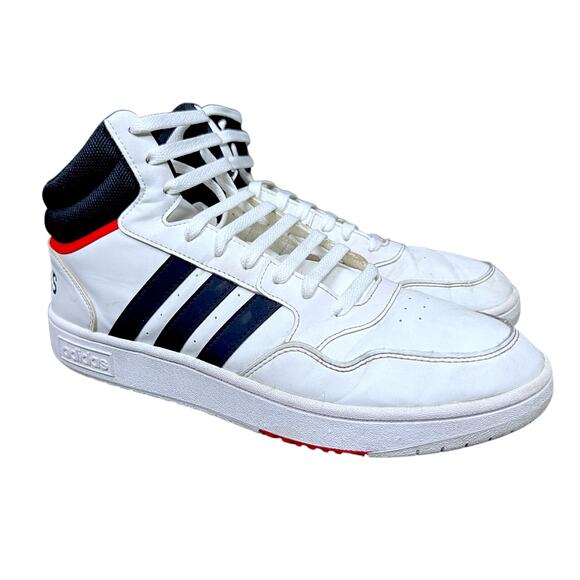 Men's Adidas Hoops 3.0 Mid Classic White/Blue Casual Sneakers - Size 10.5 - Picture 1 of 8